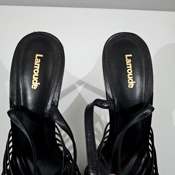 Larroude Valerie Slingback Knotted Sandal Stiletto Black Leather Size 9.5 NWOT - Picture 7 of 13